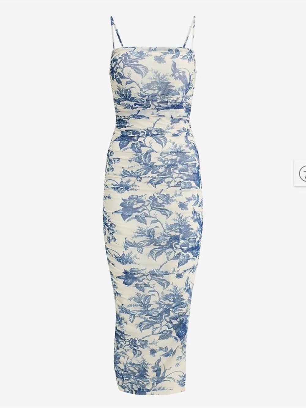 Body Contour Mesh Floral Ruched Side Slit Midi Dress - Picture 4 of 4